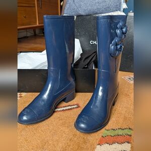 Chanel Women's Blue Rain Boots